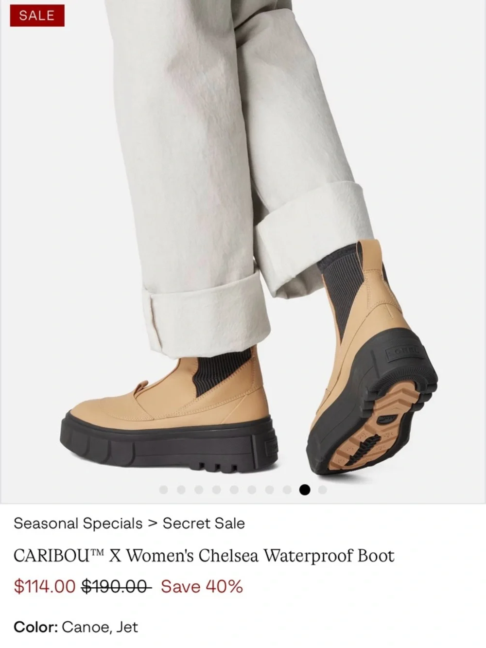 Sorel Caribou X Women's Chelsea Boot in Canoe and Jet - Picture 3 of 13